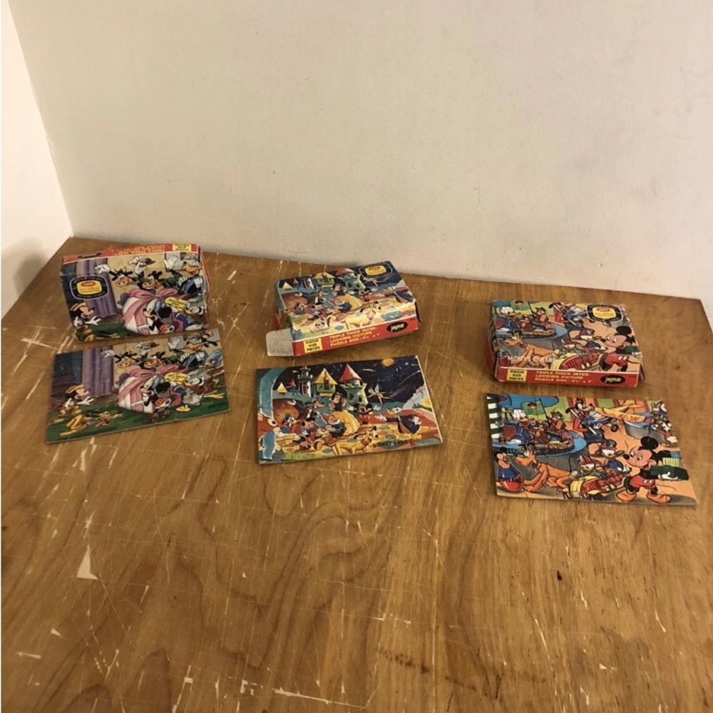 Vintage 1967 Jaymar Disney Bantam Pocket Puzzles Lot of 3 Complete